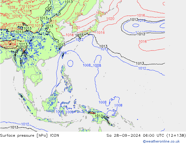 Surface pressure ICON Sa 28.09.2024 06 UTC