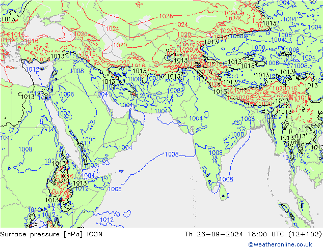 Surface pressure ICON Th 26.09.2024 18 UTC