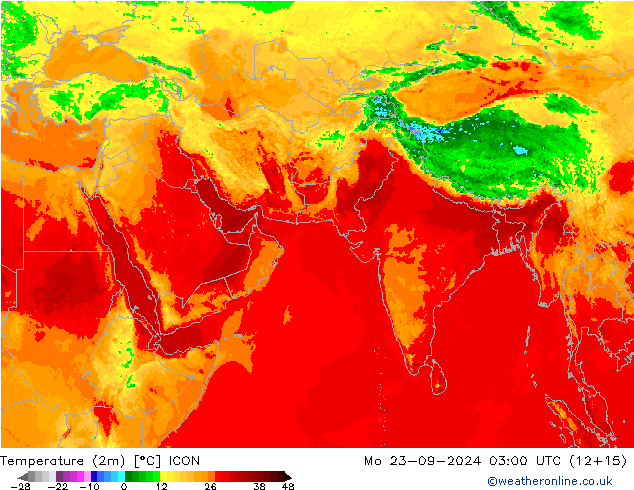 Temperature (2m) ICON Po 23.09.2024 03 UTC