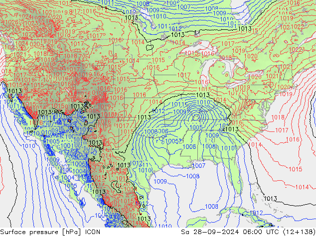 Surface pressure ICON Sa 28.09.2024 06 UTC