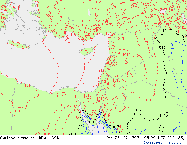 Surface pressure ICON We 25.09.2024 06 UTC