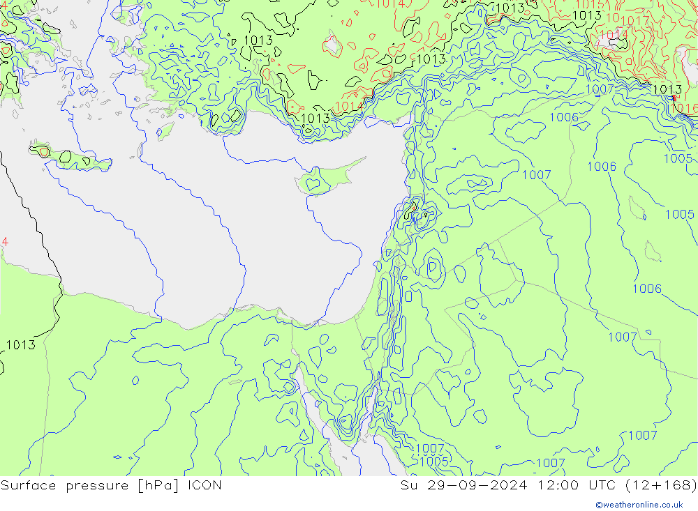 Bodendruck ICON So 29.09.2024 12 UTC