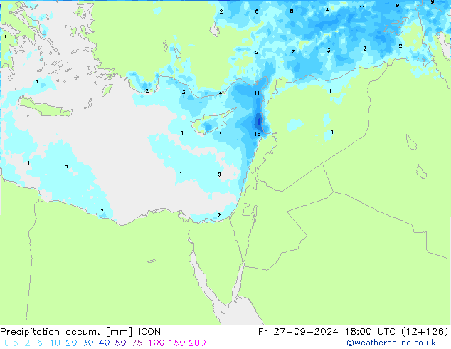 Precipitation accum. ICON Fr 27.09.2024 18 UTC