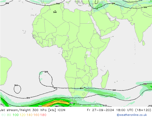 Jet stream/Height 300 hPa ICON Pá 27.09.2024 18 UTC