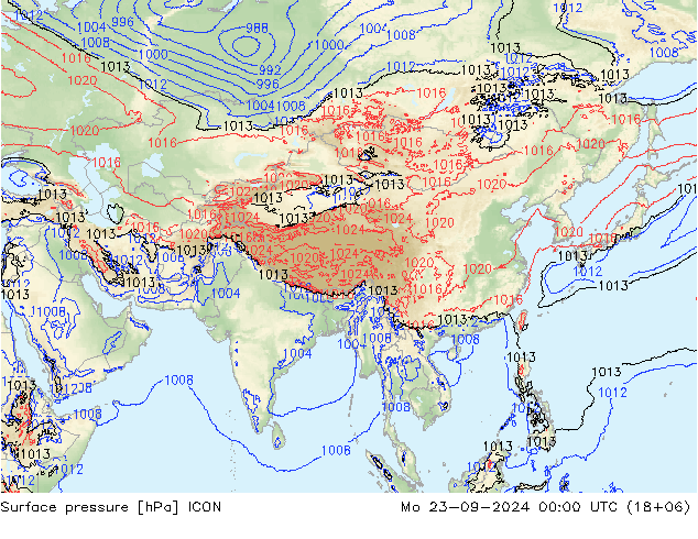 Yer basıncı ICON Pzt 23.09.2024 00 UTC