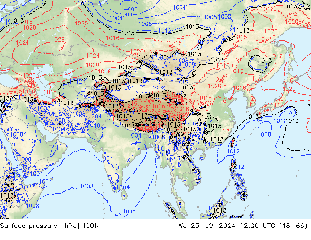 pression de l'air ICON mer 25.09.2024 12 UTC