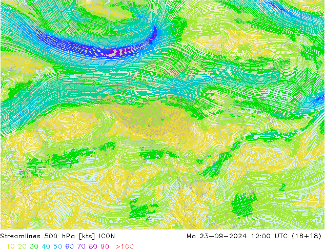 Streamlines 500 hPa ICON Mo 23.09.2024 12 UTC