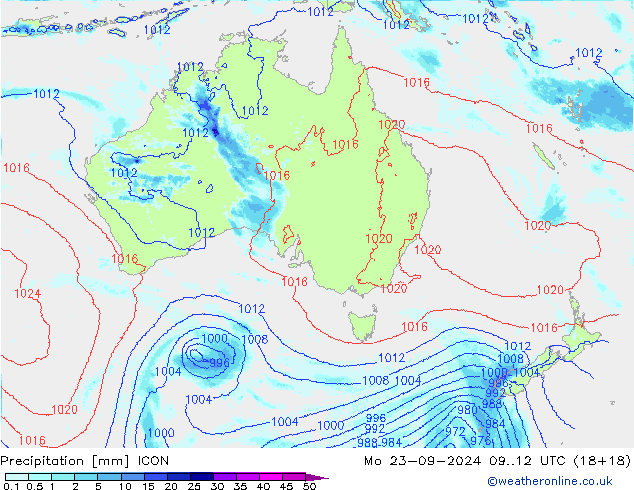 Niederschlag ICON Mo 23.09.2024 12 UTC