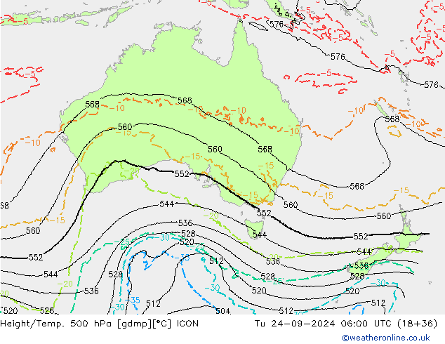 Height/Temp. 500 hPa ICON Tu 24.09.2024 06 UTC