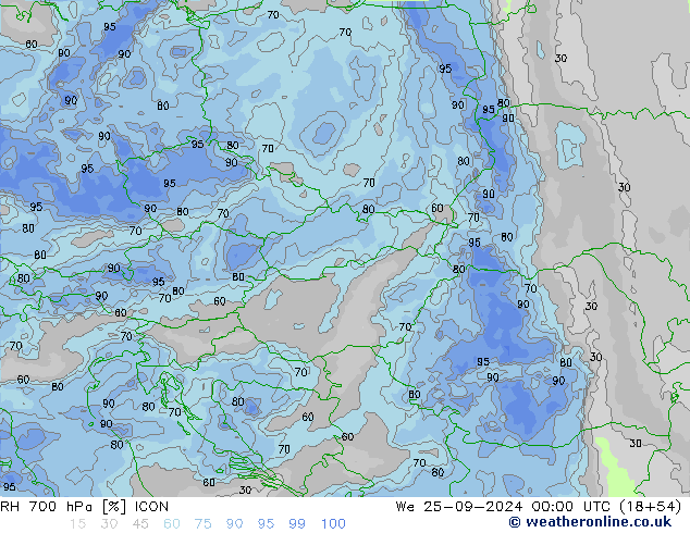 RH 700 hPa ICON We 25.09.2024 00 UTC