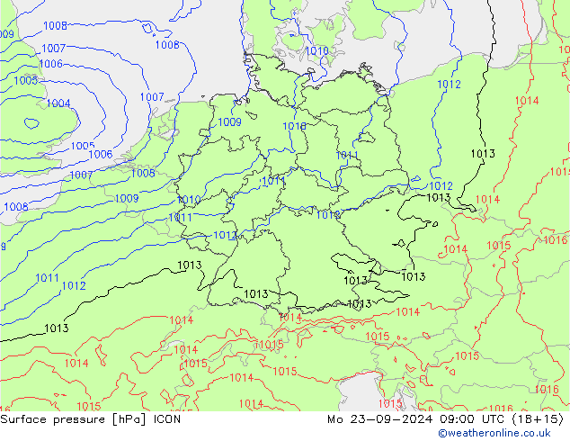 приземное давление ICON пн 23.09.2024 09 UTC