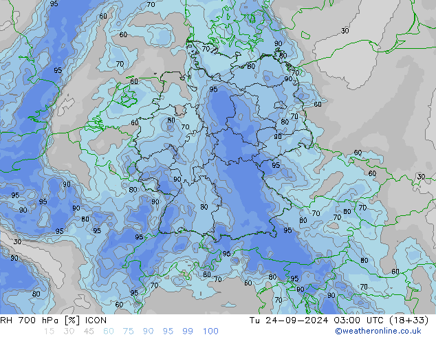 RH 700 hPa ICON  24.09.2024 03 UTC