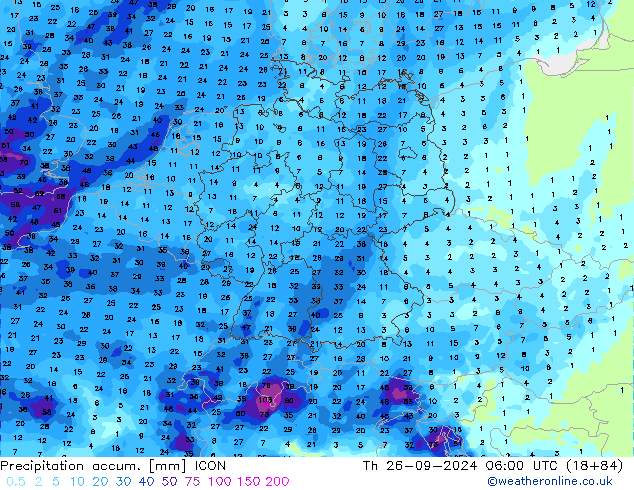 Nied. akkumuliert ICON Do 26.09.2024 06 UTC