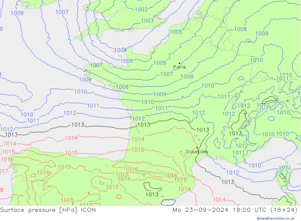 Bodendruck ICON Mo 23.09.2024 18 UTC