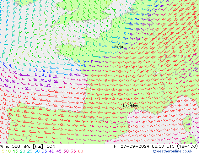 Wind 500 hPa ICON vr 27.09.2024 06 UTC