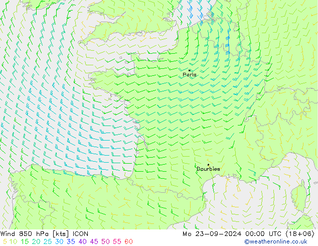  850 hPa ICON  23.09.2024 00 UTC