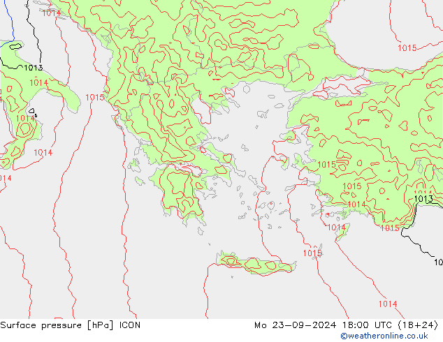 Surface pressure ICON Mo 23.09.2024 18 UTC