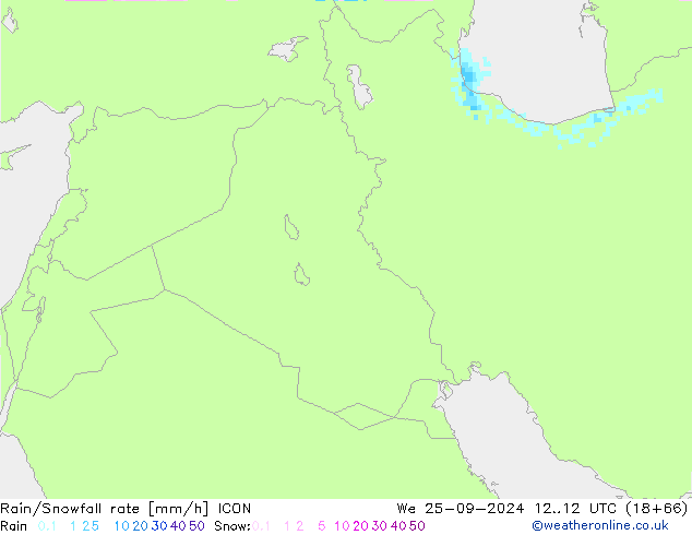 Rain/Snowfall rate ICON mer 25.09.2024 12 UTC