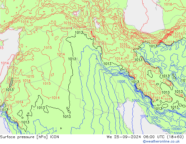 приземное давление ICON ср 25.09.2024 06 UTC