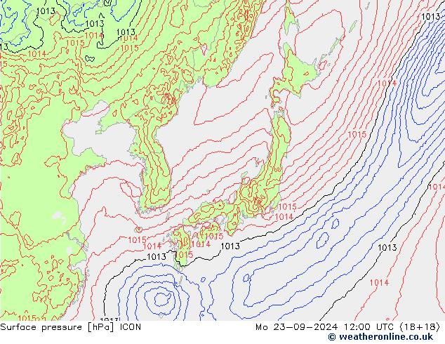 Surface pressure ICON Mo 23.09.2024 12 UTC