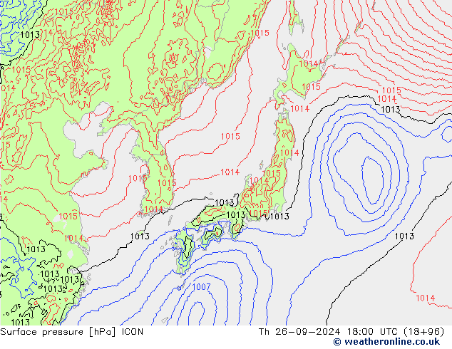 Luchtdruk (Grond) ICON do 26.09.2024 18 UTC