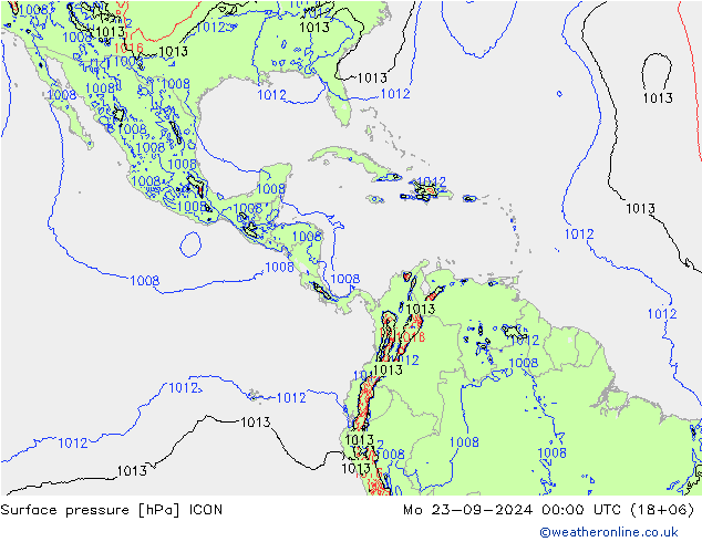 pressão do solo ICON Seg 23.09.2024 00 UTC