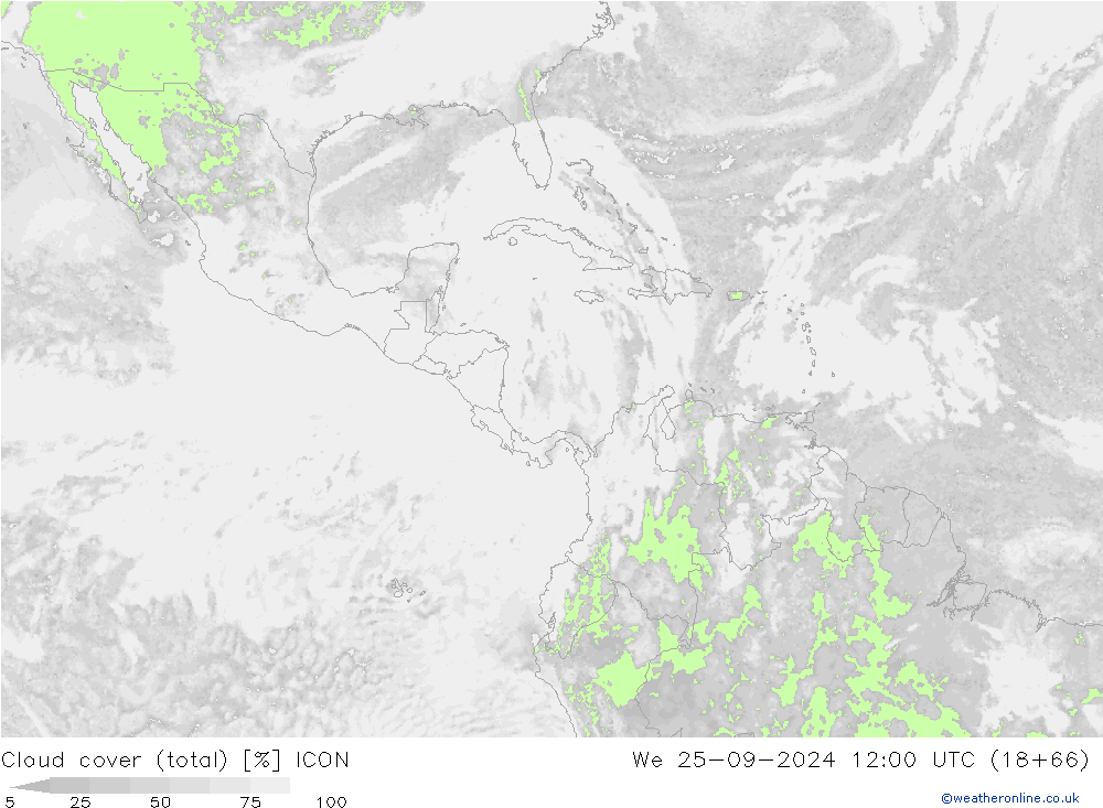 Cloud cover (total) ICON St 25.09.2024 12 UTC