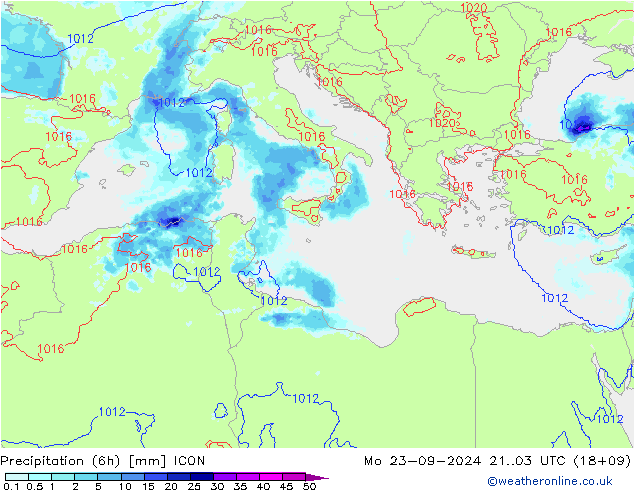 Nied. akkumuliert (6Std) ICON Mo 23.09.2024 03 UTC