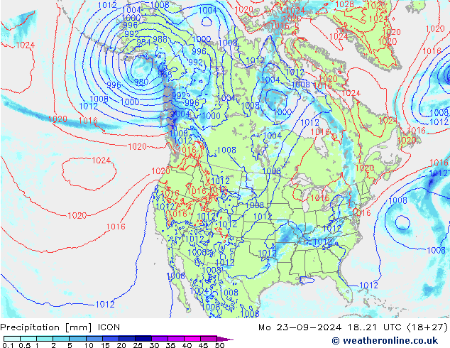 Neerslag ICON ma 23.09.2024 21 UTC