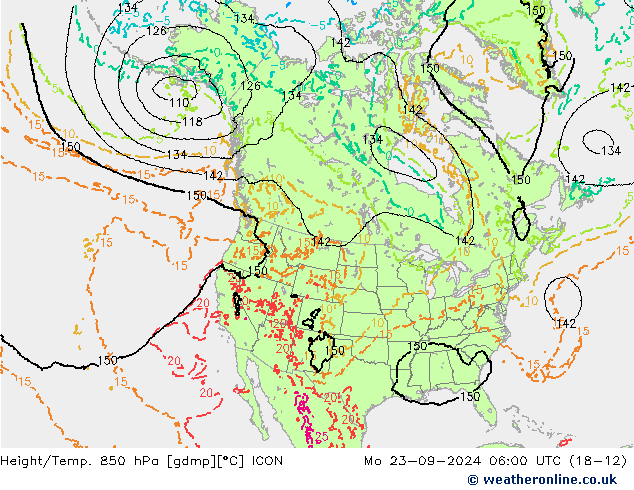 Height/Temp. 850 hPa ICON  23.09.2024 06 UTC