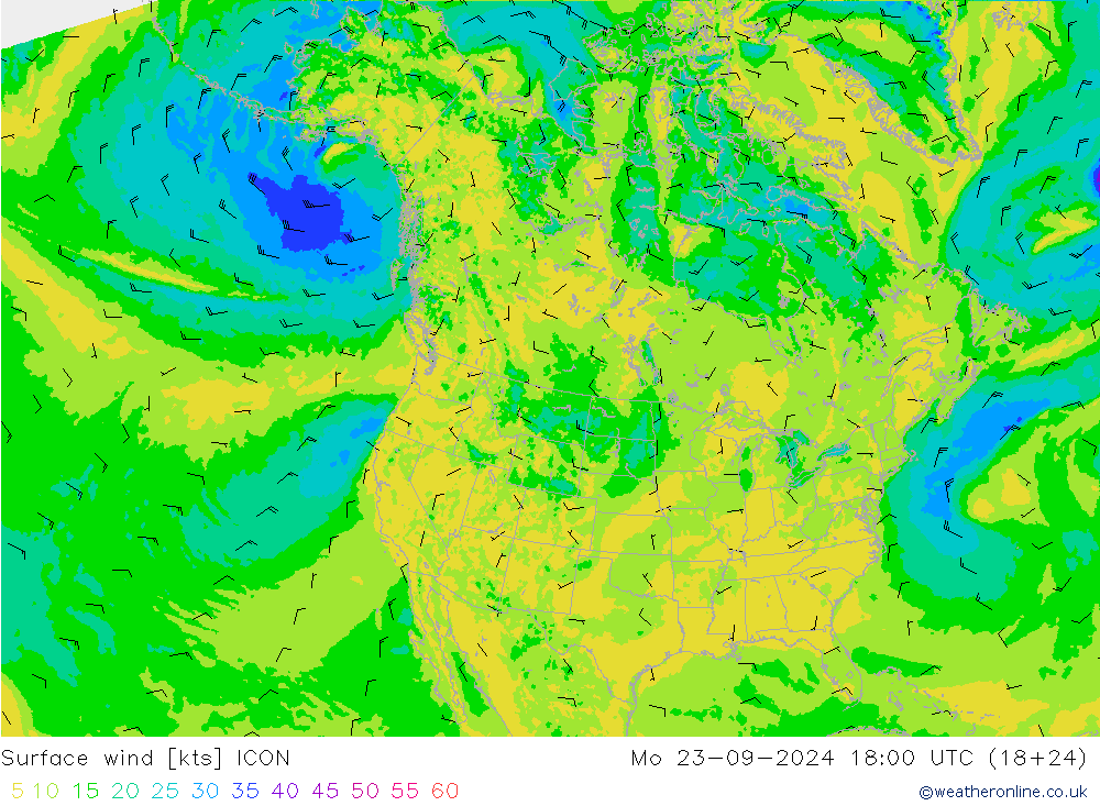 Bodenwind ICON Mo 23.09.2024 18 UTC