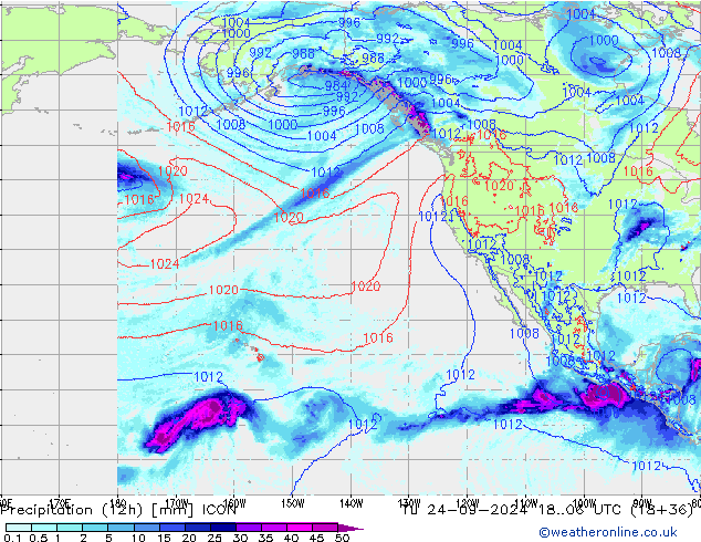 Precipitazione (12h) ICON mar 24.09.2024 06 UTC