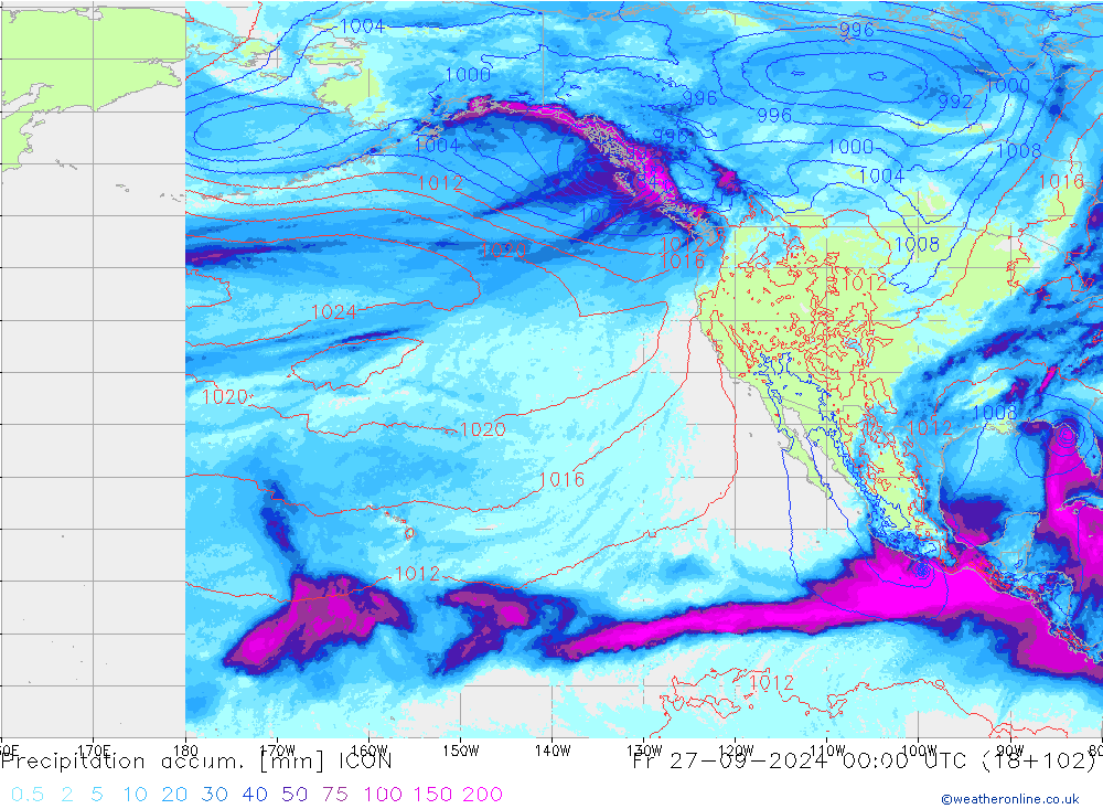 Precipitation accum. ICON ven 27.09.2024 00 UTC