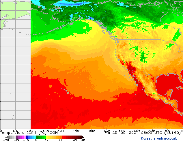 Temperatura (2m) ICON mer 25.09.2024 06 UTC