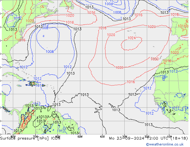 pression de l'air ICON lun 23.09.2024 12 UTC