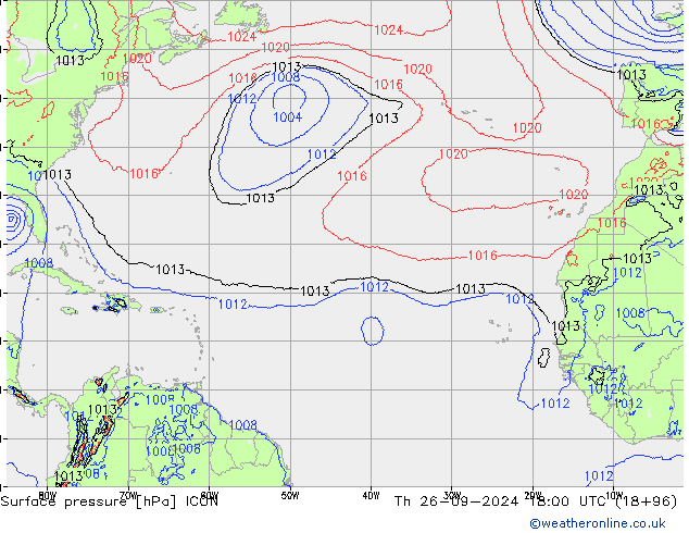 Luchtdruk (Grond) ICON do 26.09.2024 18 UTC