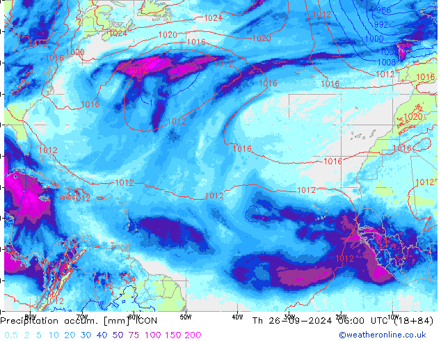 Precipitation accum. ICON Th 26.09.2024 06 UTC