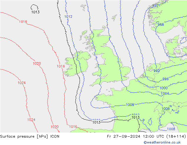 pressão do solo ICON Sex 27.09.2024 12 UTC