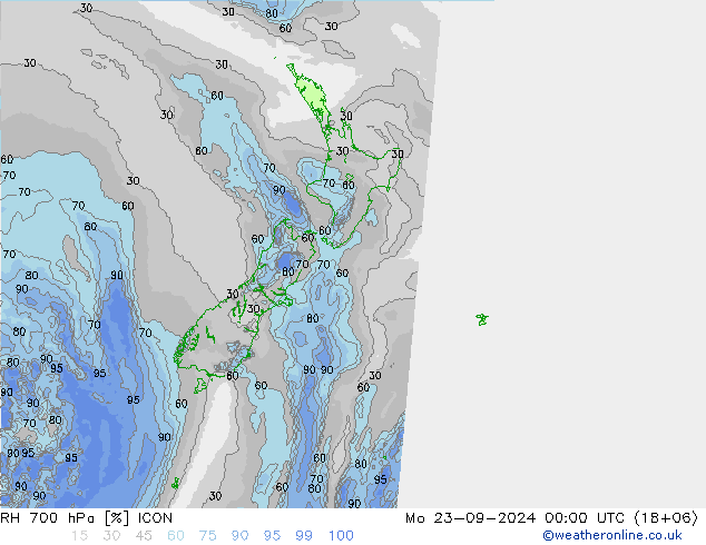 RH 700 hPa ICON Seg 23.09.2024 00 UTC