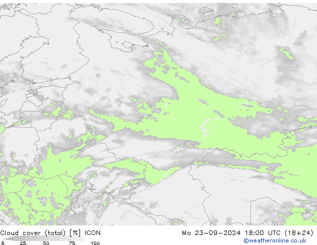 Bewolking (Totaal) ICON ma 23.09.2024 18 UTC