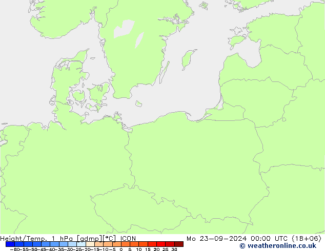 Géop./Temp. 1 hPa ICON lun 23.09.2024 00 UTC