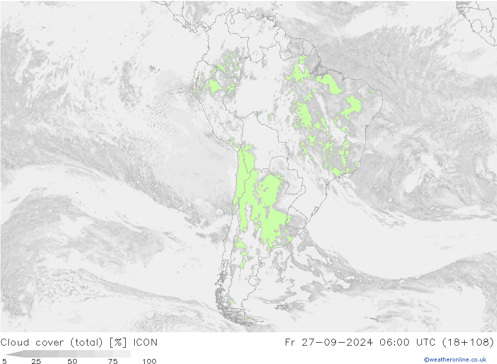 Nubi (totali) ICON ven 27.09.2024 06 UTC