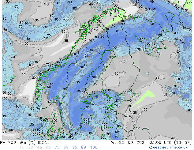 RH 700 hPa ICON We 25.09.2024 03 UTC