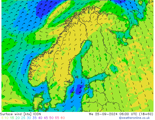 Bodenwind ICON Mi 25.09.2024 06 UTC