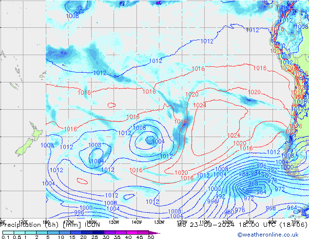 Precipitazione (6h) ICON lun 23.09.2024 00 UTC