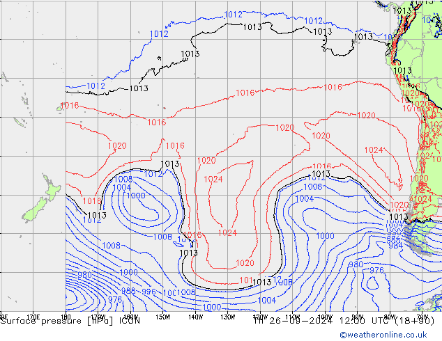 Surface pressure ICON Th 26.09.2024 12 UTC