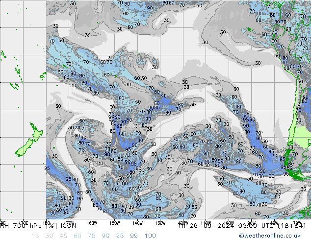 RH 700 hPa ICON Th 26.09.2024 06 UTC