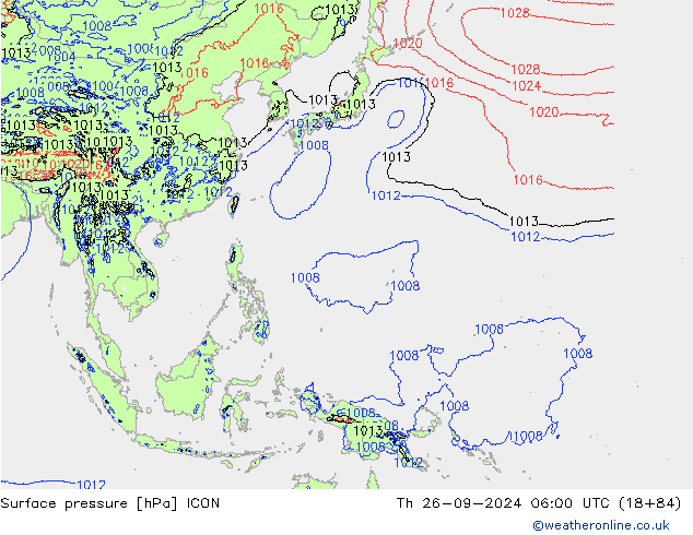 Surface pressure ICON Th 26.09.2024 06 UTC