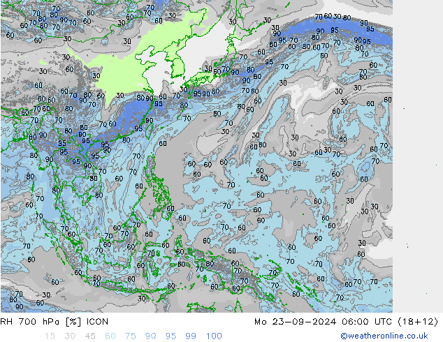 RH 700 hPa ICON Seg 23.09.2024 06 UTC