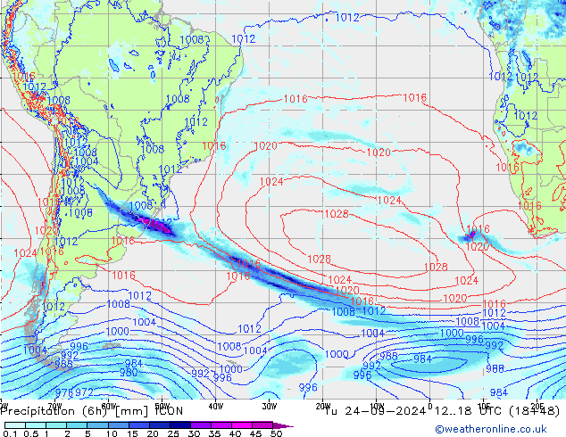 Yağış (6h) ICON Sa 24.09.2024 18 UTC